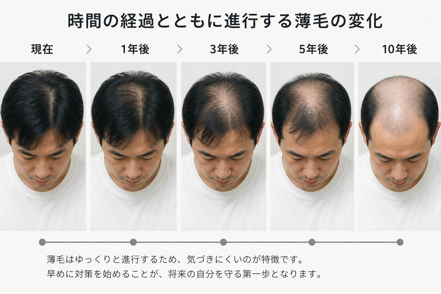 生え際の進行イメージ図